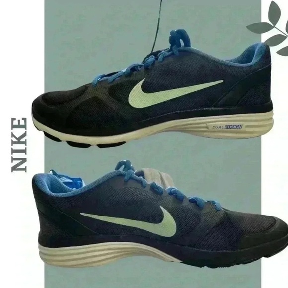 🛍️3/$40 Nike Dual Fusion Black Blue Running Athletic Shoes 443837-012 Size 8 - Picture 2 of 6